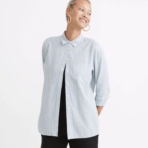 Madewell Oversized Ex-Boyfriend Tulip-Back Shirt in Stripe